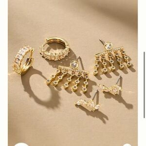 Drippy Crystal Earrings, Set of 3 NWT